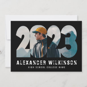 2023 Modern fet skript Trendig 4 Photo Studenten Inbjudningar