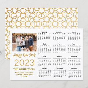 2023 Modern fotokalender för skript i Guld Glitter Julkort