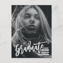 2023 Modern Script Minimalistisk Foto Examen Meddelande Vykort