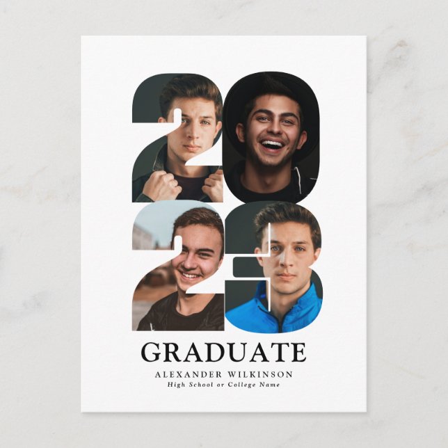 2023 Modern Trendig 4 Fotokollage Studenten Meddelande Vykort (Framsida)