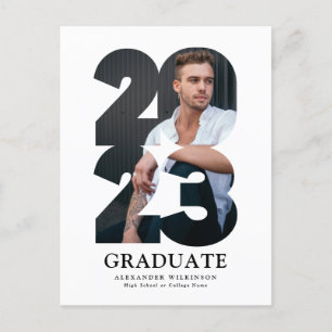 2023 Modern typgrafi - Trendig Foto Studenten Inbjudan Vykort