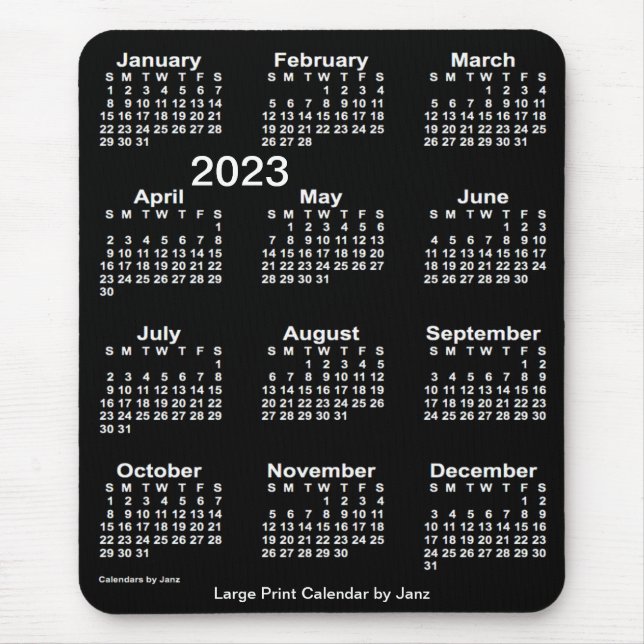 2023 Neon White Large Print Calendar från Janz Musmatta (Framsidan)