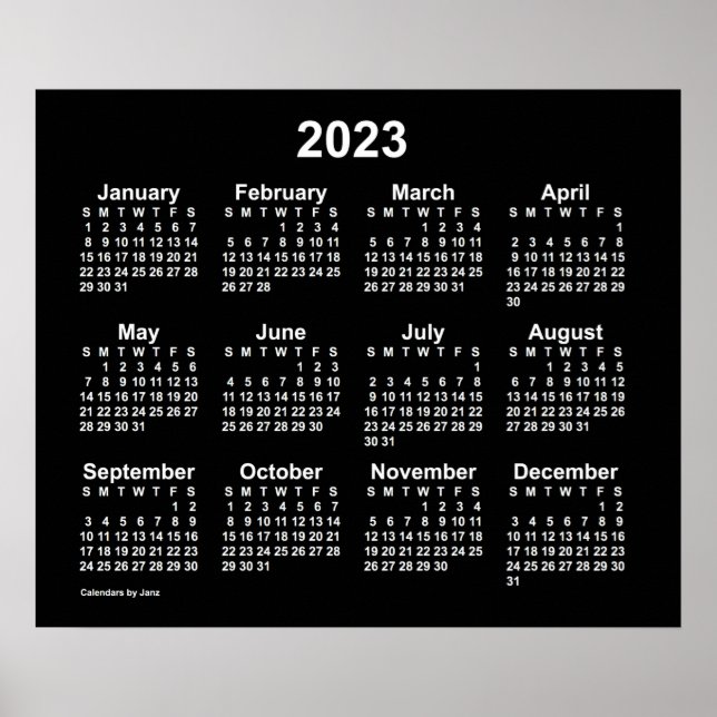2023 Neon White Väggalmanacka av Janz Poster (Framsidan)