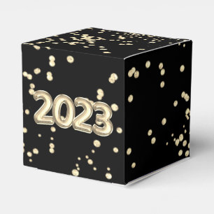 2023 Nya år   Konfetti Guld och svart ballong Presentaskar