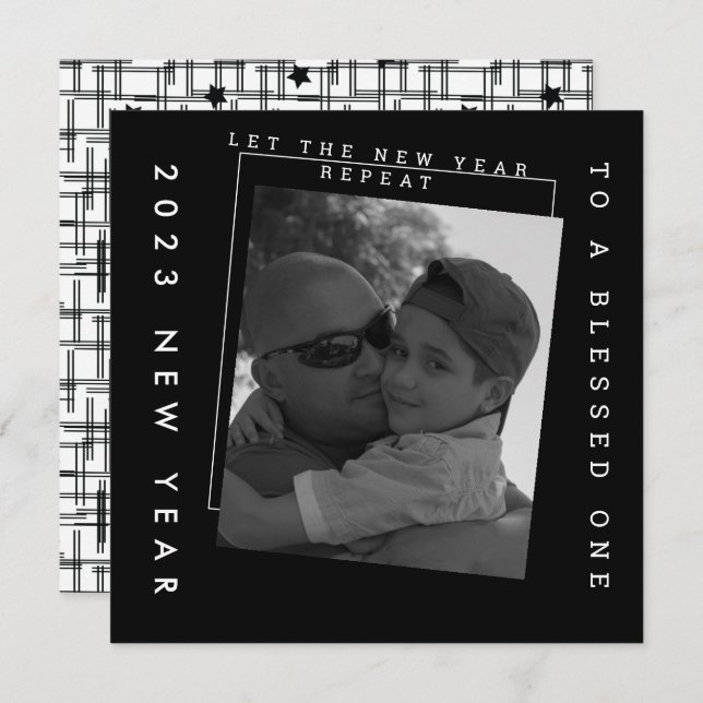2023 Nya år Svartvitt foto Kort (Fram/baksida)