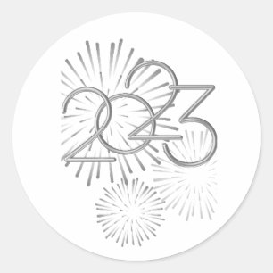 2023-Nyårsdagen Fireworks Runt Klistermärke
