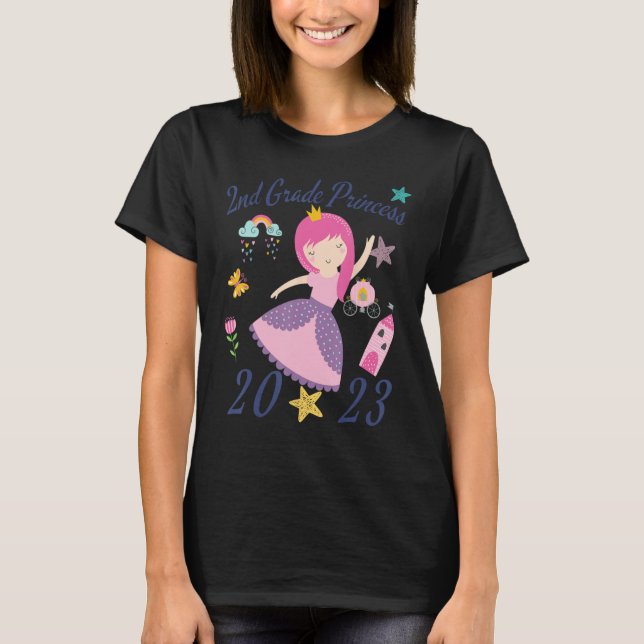 2023 Outfit Girls Princess Happy First Day Of 2nd  T Shirt (Framsida)
