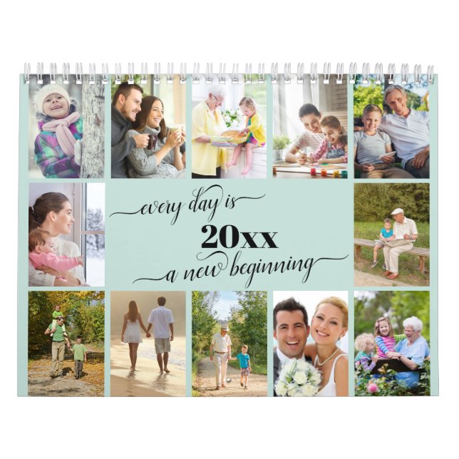 2023 Photo Collage Monthly Photo & Reminders Blue Kalender (Omslag)