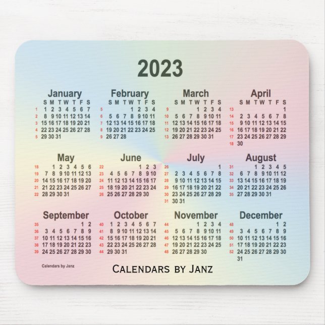 2023 Rainbow Cloud 52 veckor Kalender från Janz Musmatta (Framsidan)