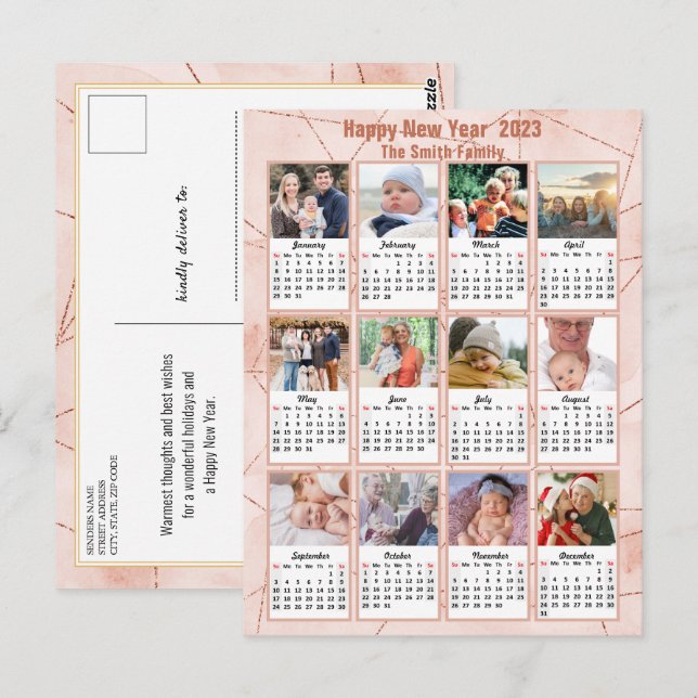 2023 Ro Modern Family 12 Photo Calendar Vykort (Fram/baksida)