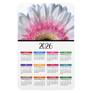 2023 Rosa och Vita Gerbera-Daisy-kalender Magnet
