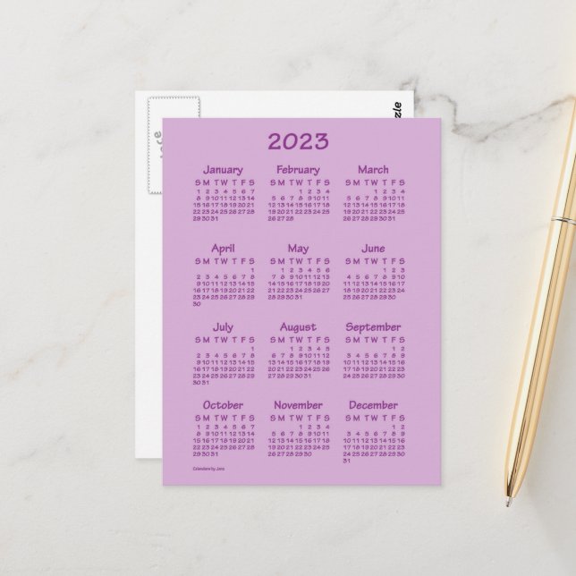 2023 Rose Pink Tekton Mini-kalender av Janz Vykort (Fram/Back In Situ)