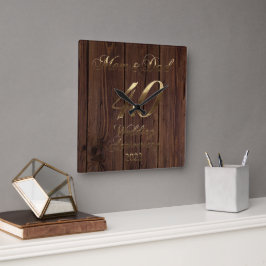 2023 Rustic Ruby Bröllop 40-årsjubileum Fyrkantig Klocka