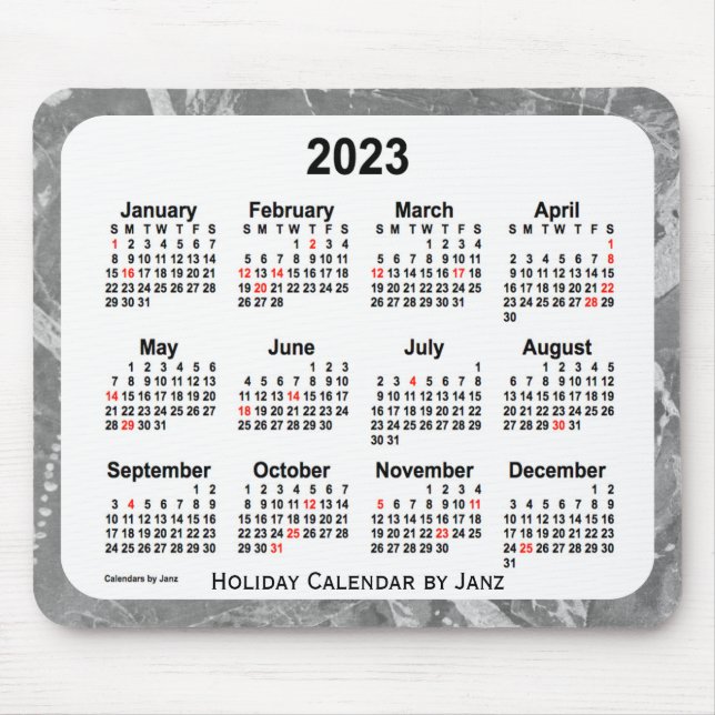 2023 Silver Art Calendar av Janz Mouse Pad Musmatta (Framsidan)