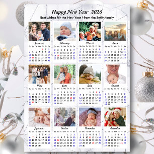 2023 Silver Modern Family 12 Photo Calendar Julkort