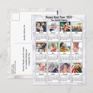 2023 Silver Modern Family 12 Photo Calendar Vykort