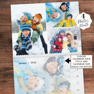 2023 Simple Anpassningsbar Photo Collage 4 per mån Kalender