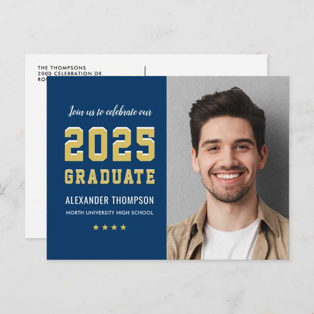 2023 Student-Studentfesten för marinen Guld Inbjudan Vykort (Fram/baksida)