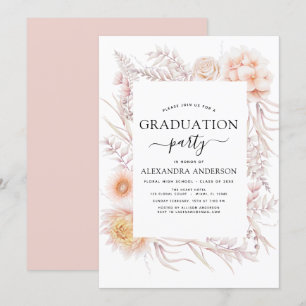 2023 Studenten Boho Chic Dusty Rosa Desert Inbjudningar