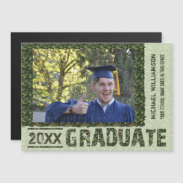 2023 Studenten Camouflage Personlig Foto Magnetisk Inbjudningskort