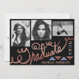 2023 Studenten Faux Ro Guld Photo Collage Magnetisk Inbjudningskort