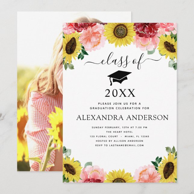 2023 Studenten Solros Eucalyptus Land Inbjudningar (Fram/baksida)