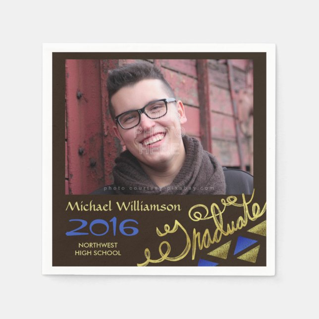 2023 Studentfest Foto Gold Foil Typography Pappersservett (Framsidan)