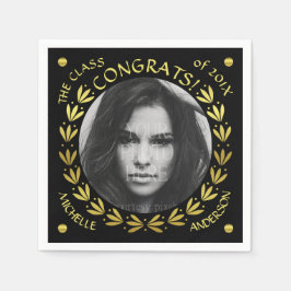 2023 Studentfest Guld Black Laurel-andedräkt Pappersservett