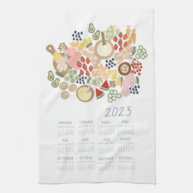 2023 Tea Towel Calendar Food Älskare Kitchen Art Kökshandduk (Vertikal)
