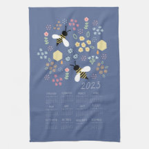 2023 Tea Towel Calendar honey Bee Blommigt Garden