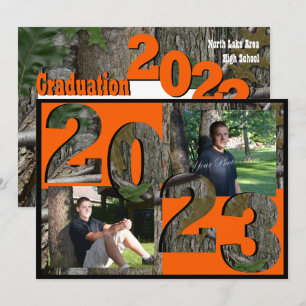 2023 Träd Camo Studenten Twin Photo Inbjudningar