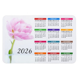 2023 Vacker Rosa Pion | Blomsterkalender Magnet