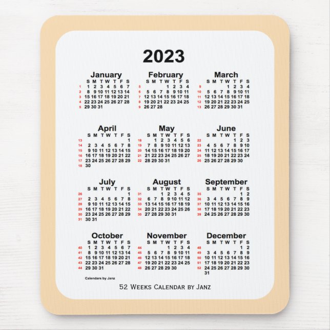 2023 Vetekalender 52 veckor från Janz Musmatta (Framsidan)