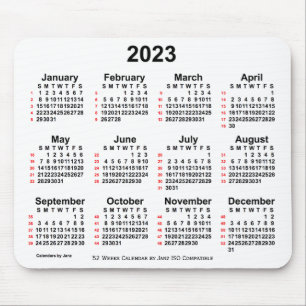2023 Vit 52 veckor ISO-kalender från Janz Musmatta