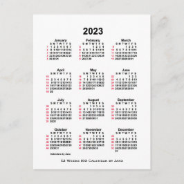2023 Vit 52-veckors ISO-kalender från Janz Postcar Vykort