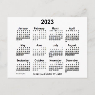 2023 Vit Mini Kalender av Janz Vykort