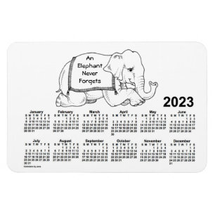 2023 White Elephant Calendar av Janz 4x6 Magnet