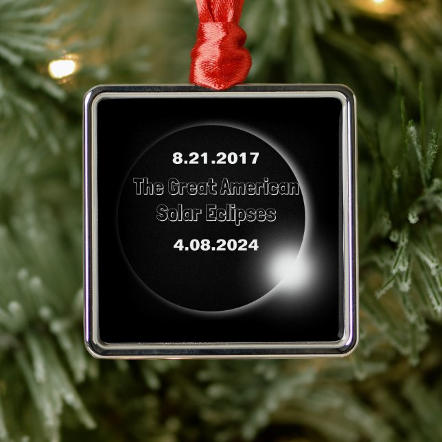 2024 & 2017 Dubbel datum för solförmörkelse Julgransprydnad Metall (Träd)