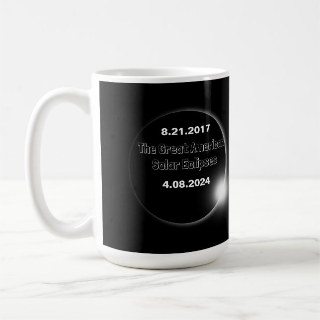 2024 & 2017 Dubbel datum för solförmörkelse Kaffemugg (Vänster)