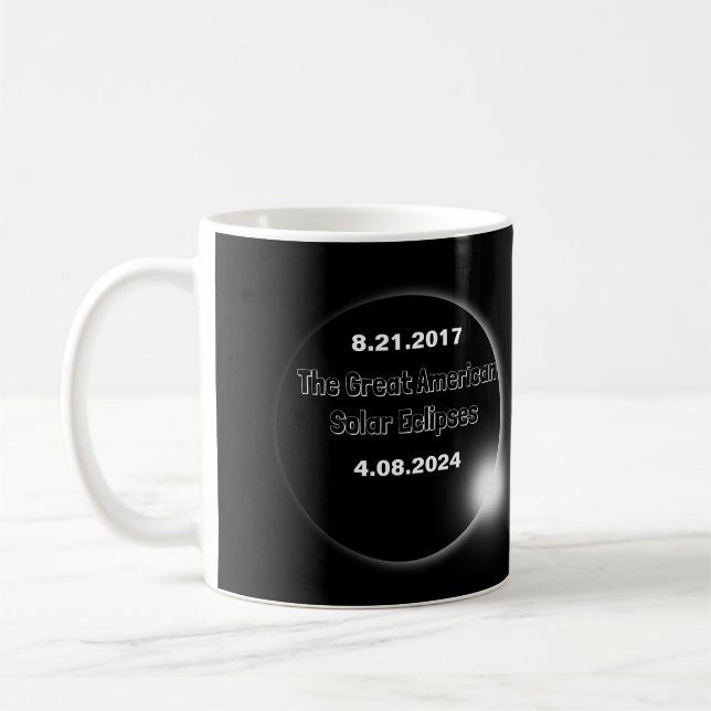 2024 & 2017 Dubbel datum för solförmörkelse Kaffemugg (Vänster)