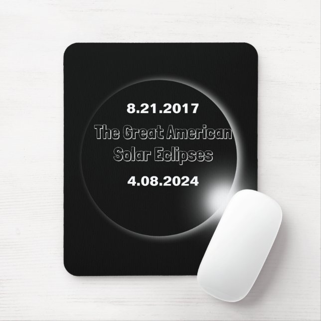 2024 & 2017 Dubbel datum för solförmörkelse Musmatta (Med mus)