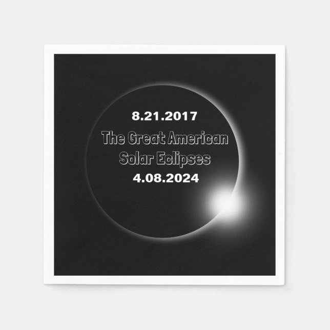 2024 & 2017 Dubbel datum för solförmörkelse Pappersservett (Framsidan)