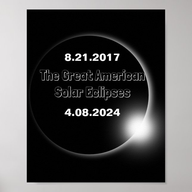 2024 & 2017 Dubbel datum för solförmörkelse Poster (Framsidan)