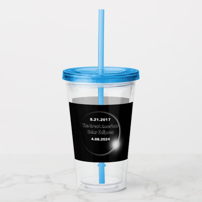 2024 & 2017 Dubbel datum för solförmörkelse Take Away Mugg (Framsida)
