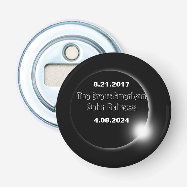 2024 & 2017 Dubbel Datum Solförmörkelse Flasköppnare (Framsidan)