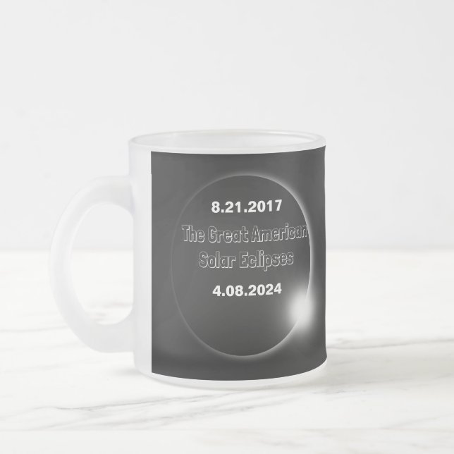 2024 & 2017 Dubbel Datum Solförmörkelse Frostad Glasmugg (Vänster)