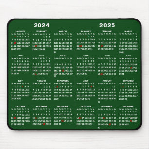 2024-2025 års kalender Enkel Grönt amerikanska Hel Musmatta