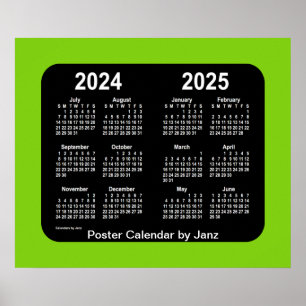 2024-2025 års kalender för gulgrön Neon School frå Poster