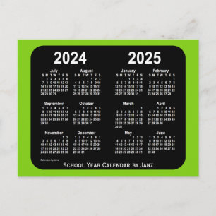 2024-2025 års kalender för gulgrön Neon School frå Vykort