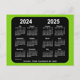 2024-2025 års kalender för gulgrön Neon School frå Vykort